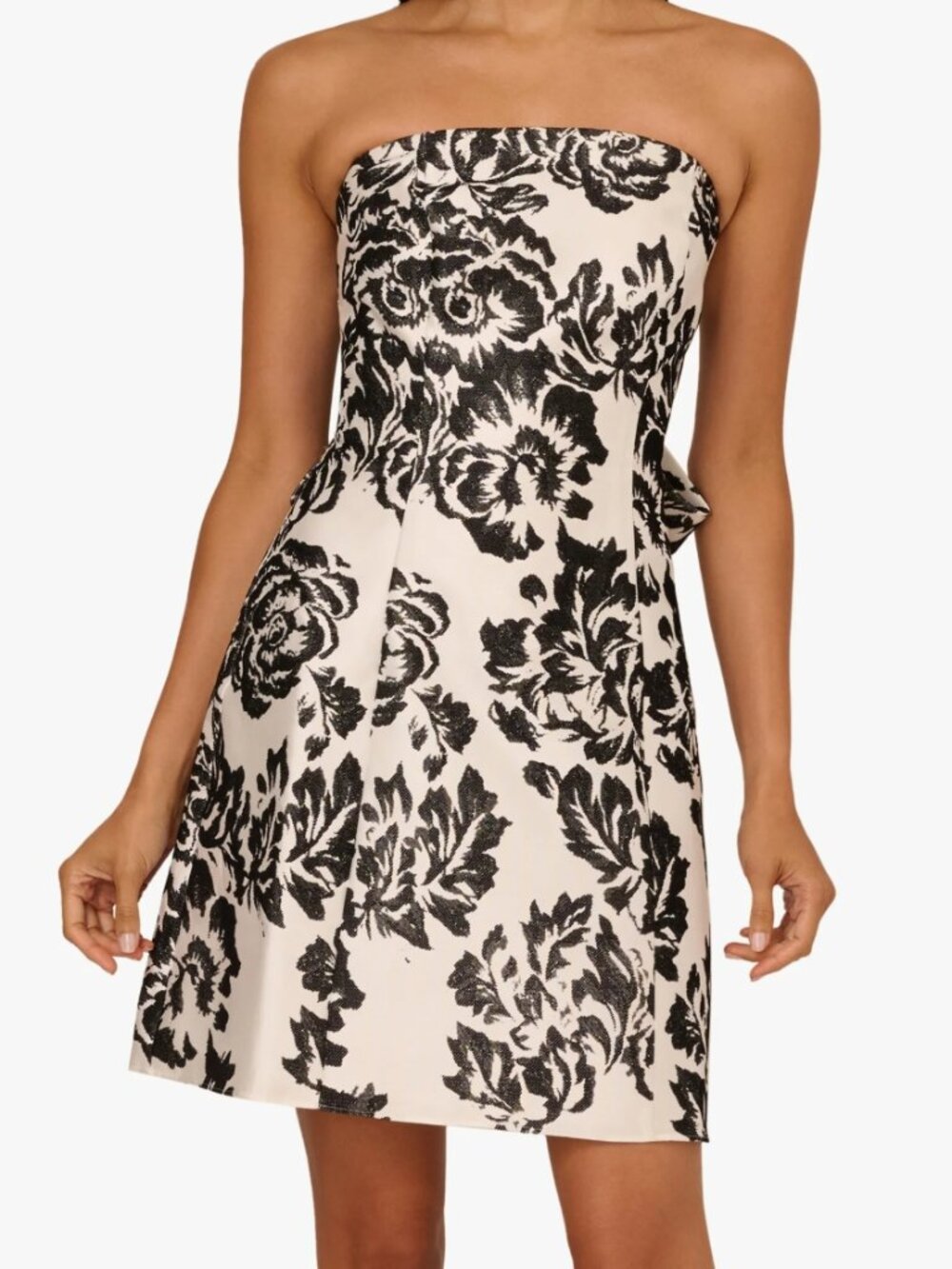 Adrianna Papell Women's Black and White Strapless  Short Dress Size 12